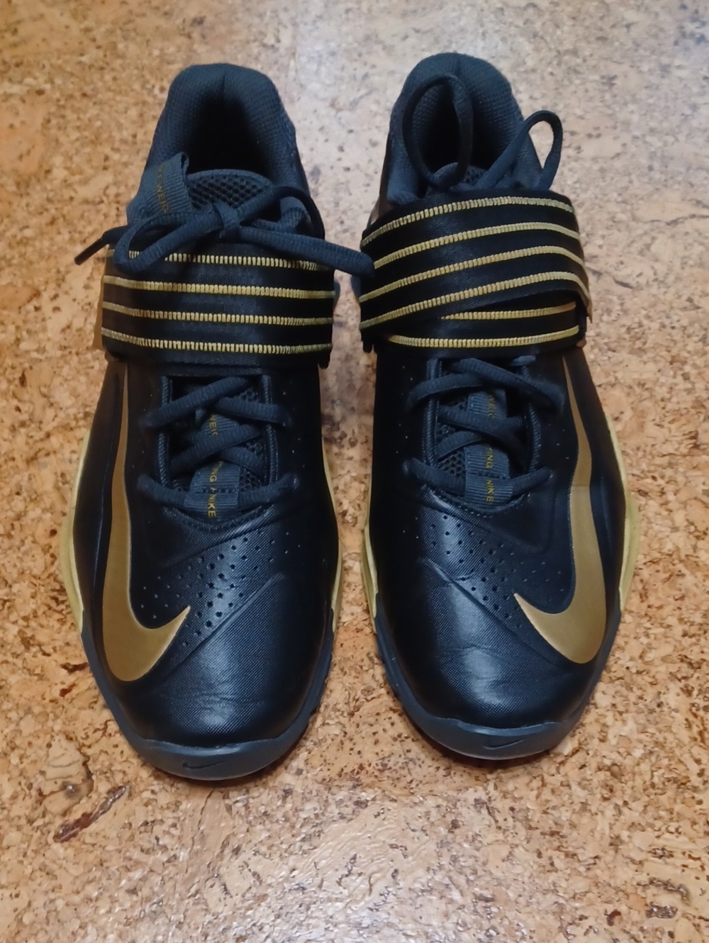 Nike Savaleos Men's Black/Gold Olympic Weightlifting Shoes Size 9.5